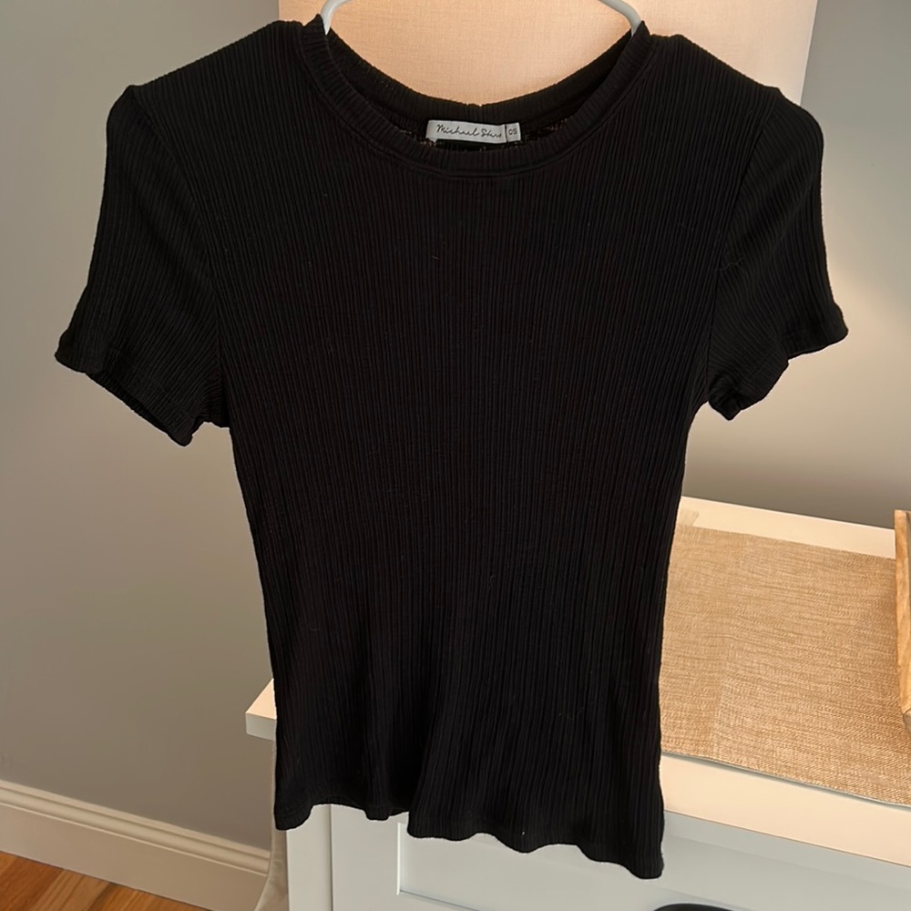 Michael Stars black ribbed cotton/modal black top